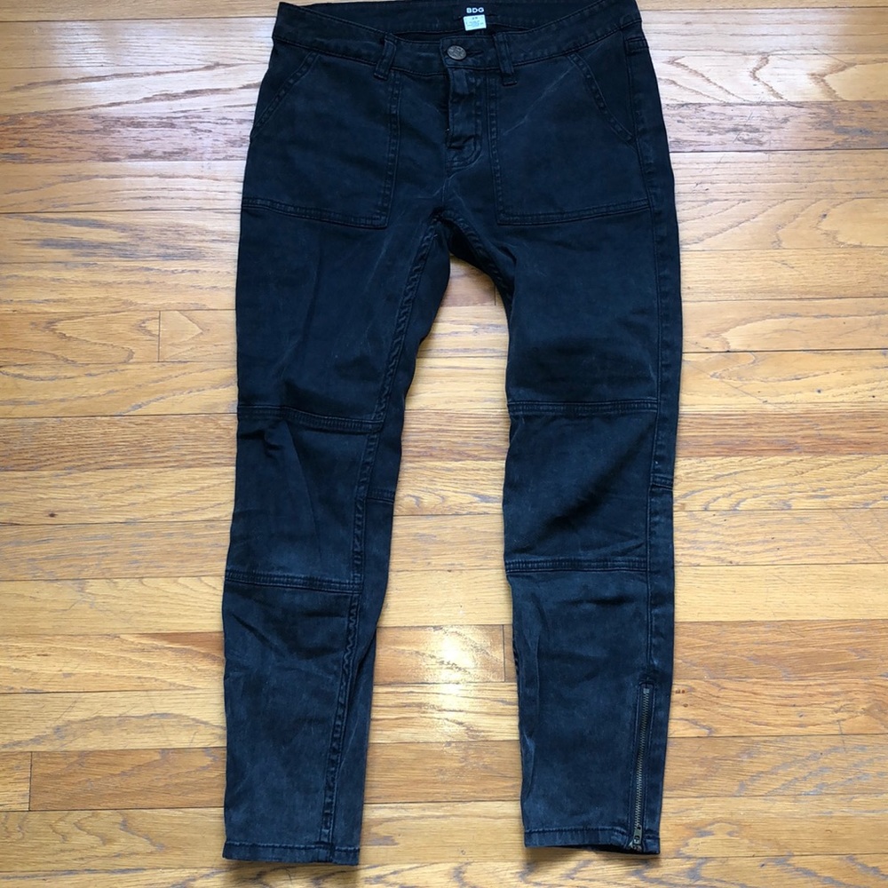 Washed Black Moto Jeans